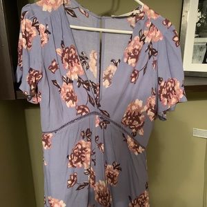 Purple deep V romper